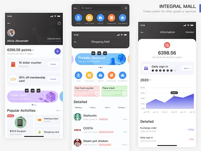 INTEGRAL MALL acticities app colour design detailed dollar information integralmall mall order point shopping shoppingmall ui