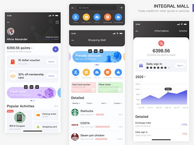 INTEGRAL MALL acticities app colour design detailed dollar information integralmall mall order point shopping shoppingmall ui