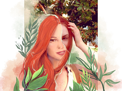 Self portrait - Toonme challenge beauty botanical fashion feminine illustration leaves photoshop portrait woman