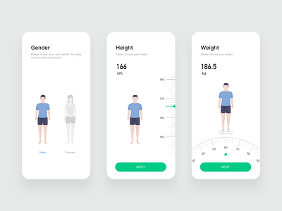 Personal settings gender height setup ui weight