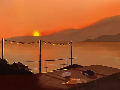 3cats logo 场景 插画