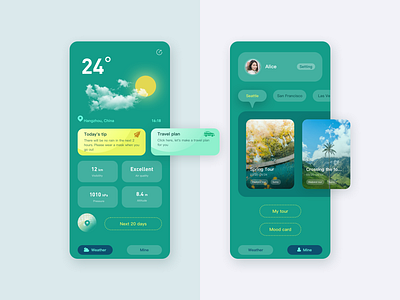 Weather&tour APP design interface ui ux