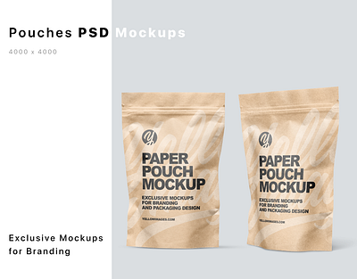 Kraft Paper Stand Up Pouches Mockups 3d design logo mockup mockup design mockupdesign pack package smartobject visualization