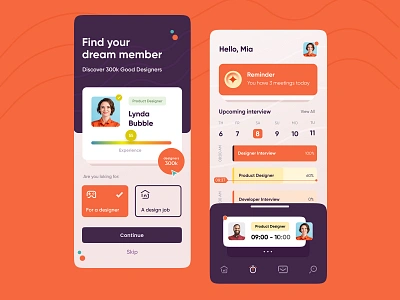 Hiress- Designers Job Mobile App! calendar creative design hire interview job application job interview job meet meet mobile app mobile calendar mobile ux ui uidesign ux uxdesign visual explosion webdesign