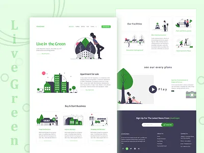 Live Green Apartment booking Website Concept animation art brand branding character clean concept design flat graphic design illustraion minimal photoshop typogaphy ui ux web website