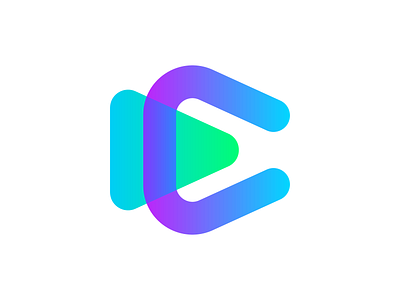 C letter + play button. Online video streaming logo design. app icon brand identity branding button c c letter concept icon logo monogram online play streaming tube video watch