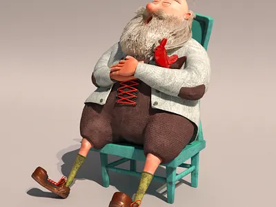 3D Character-Chicken man 3d beard cartoon chicken hair illustration man maya modeling render