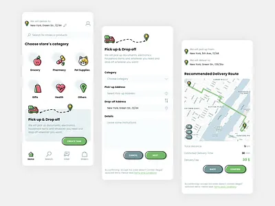 Delivery App app delivery design drop off ios app design mobile mobile ui pick up shop tracking