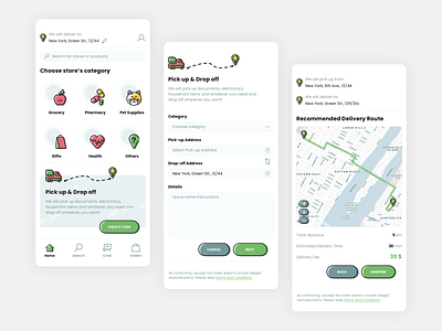 Delivery App app delivery design drop off ios app design mobile mobile ui pick up shop tracking