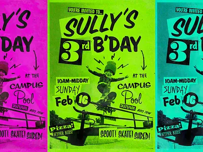 Sullys 3rd Birthday design illustration poster