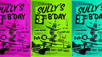 Sullys 3rd Birthday design illustration poster