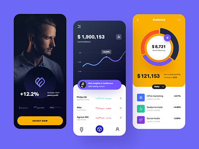 Investments Platform Mobile analytics app application budget design fintech halo halo lab interface investment ios iphone mobile mobile app mobile design money platform statistic ui ux