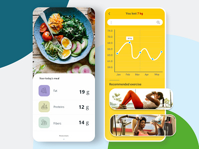 Food care mobile app with health improvements adobe xd clean exercise food health mobile design ui ui ux ui design uidesign uiux user experience user experience design user experience designer user experience prototype user experience ux user interface user interface design userinterface ux