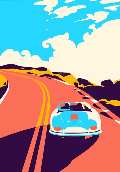 Road Landscape car digitalart illustration landscape procreateapp road movies road trip