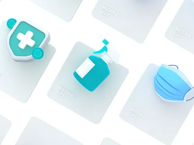 prevent the virus blue c4d card dribbble gift novel coronavirus ui white