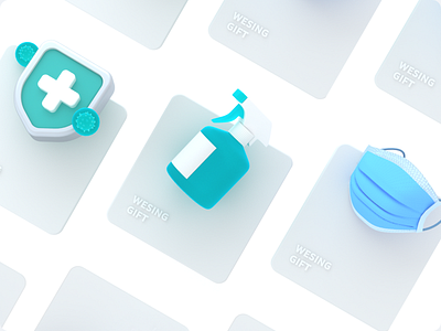 prevent the virus blue c4d card dribbble gift novel coronavirus ui white