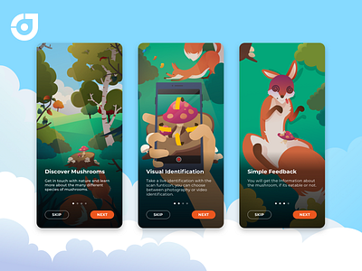 MushroomKingdom - Onboarding fox illustration onboarding illustration onboarding screen ui vector vectorart