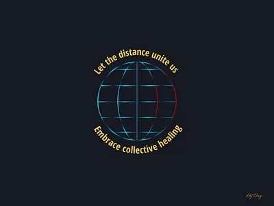 Let the distance unite us ! all united colors design embrace healing gradient illustrator logo minimal mood music vector