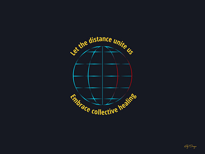 Let the distance unite us ! all united colors design embrace healing gradient illustrator logo minimal mood music vector