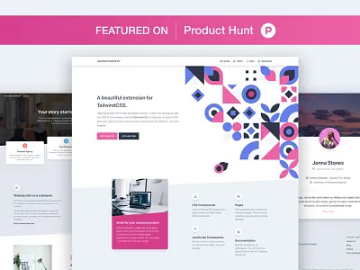 Tailwind Starter Kit category free freebie landing pattern presentation product product hunt profile page responsive tailwindcss ui ui kit vote web design web development