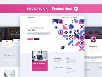 Tailwind Starter Kit category free freebie landing pattern presentation product product hunt profile page responsive tailwindcss ui ui kit vote web design web development