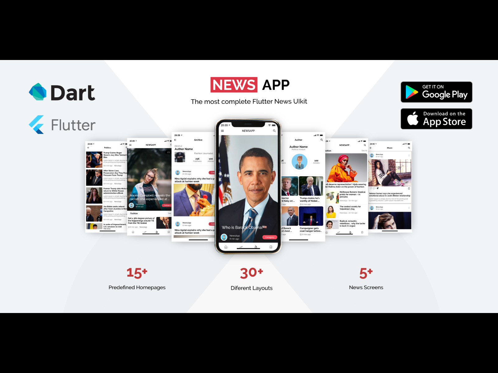 NewsApp Flutter app branding carousel codecanyon dart flutter hire mobile news sale uidesign uiux uiuxdesign uxdesign webdesign website