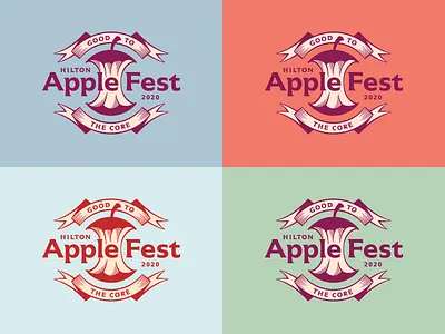 An apple a day apple apple core apples banner brand branding festival flare serif flared serif fruit hatching hilton linocut logo new york ribbon type typography vintage western new york