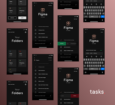 Folder based To Do App - Dark Theme app dark ui gradient icon minimal monochromatic outline todoapp todoist ui ux