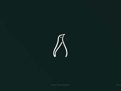 One-line Logo Design - Penguin animal animals circle color design flat grid illustration logo logo animal mark