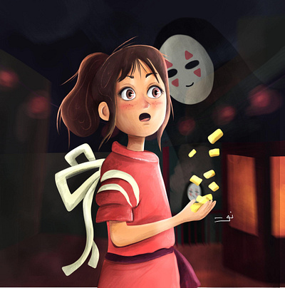 Spirited away book character character design childrens book childrens illustration digital art ghibli girl illustration illustrations kids mayazaki studio