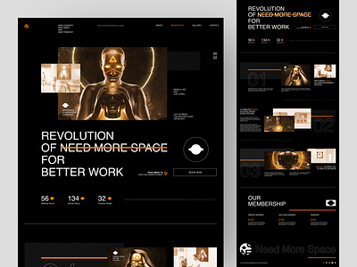 Need More Space - Co-Working 👨‍💻 artwork co working coworking dark dark mode graphic design header landing page typogrpahy ui web design website work working space
