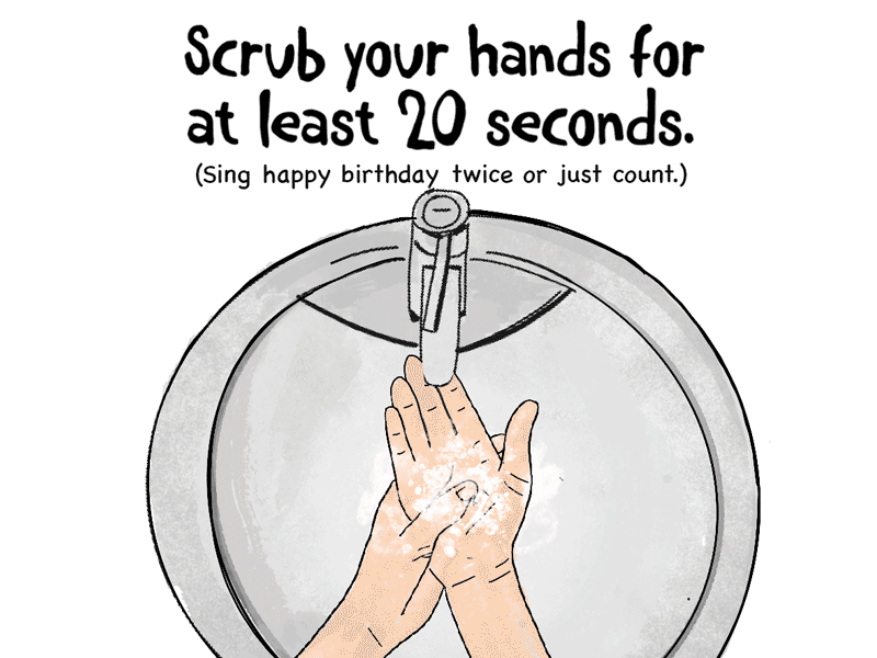 Washing hands never meant wasting water. 20seconds corona coronaoutbreak coronavirus dribbblecommunity gif gif animated gif animation hand handwash illustration illustrator pandemic washhands water