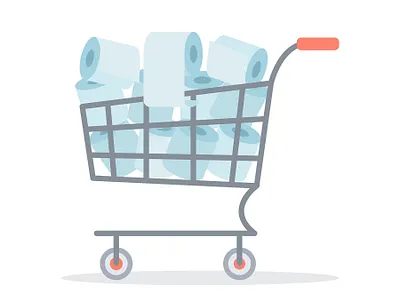 Don't panic! coronavirus flat illustration panic paper toilet toiletpaper vector