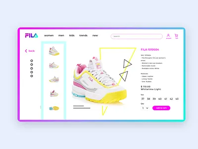 Daily UI Challenge #21 - E-commerce shop (single item) buy challenge daily dailyui design e commerce eshop fila landing page design market online store shoes ui unicorn