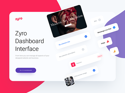 Zyro Dashboard Design clean dashboard design favicon google analytics hotjar integrations intuitive light messenger minimal minimalist ui ux website websitebuilder