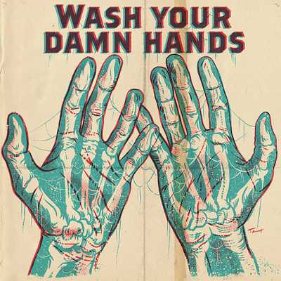 WASH YOUR DAMN HANDS digital drawing illustration procreate xray