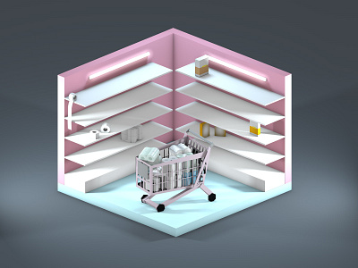 How every supermarket is appearing now. 3d 3dillustration 3dmodeling cinema4d diorama illustration isometric isometric art isometric design isometric illustration low poly lowpoly lowpolyart renders shop supermarket toilet paper