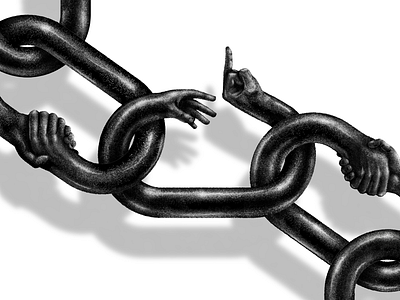 one to ruin them all art chain design digital digital illustration hand handmade handshake illustration middle finger procreate stippling texture