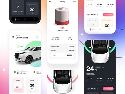 Smart Car Charge app all screens app battery car charge design electric energy experience interface illustration mobile neel prakhar product design sharma smart car tesla ui user ux web