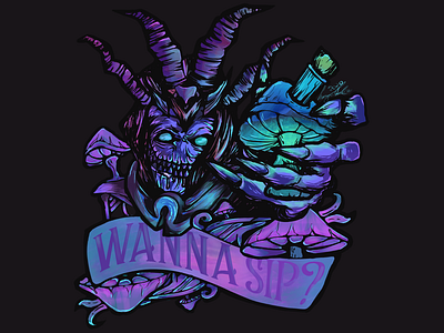 Wanna take a sip? branding brushes colorful creature creature design design game art graffiti green illustration lights logo photoshop potion purple scene scenery vibrant vibrant color