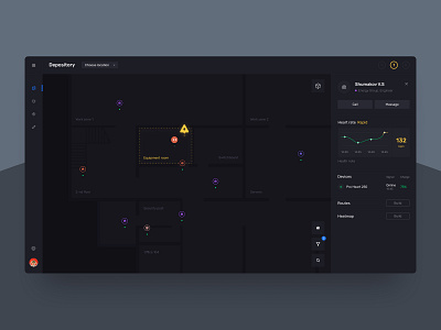 Monitoring system app bpm dark ui design device employee heart rate interface map notification organization product telemetry ui ux web