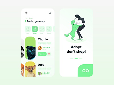 Pet Adoption adopt adoption animal animals application design green pet pet care pets typography ui ux xd