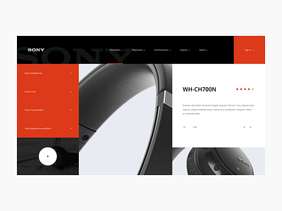 Sony Landing Page Concept brand design digital ecommerce grid headphones icon identity layout layouts sony typography ui uiux ux web website