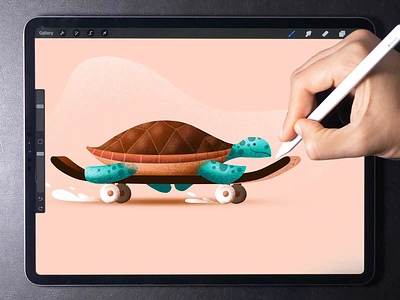 Skating Turtle illustration