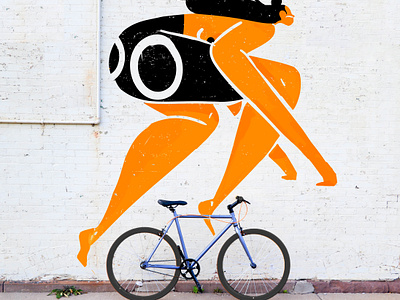 Going for a ride art bike characterdesign contemporaryart cycling girl hair illustration mural