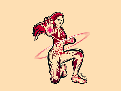 Iron woman illustration iron woman line art