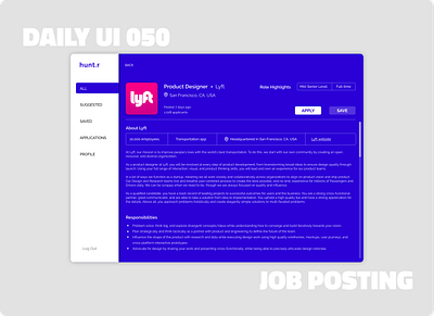 050_Job Posting careers page color daily100challenge dailyui dailyui 050 dailyuichallenge day50 desktop desktop design flat job application job board job listing job posting job website jobs linkedin ux web design