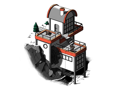 Bear building #2 bear bears buildingdrawing character drawing fishing gears house houseillustration illustration illustrationdrawing isometric isometricillustration photoshop woodbuilding