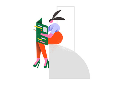 Reading book 2d book chair character color comptuer design flat geometry girl graphic icon illustration minimal pattern reading red vector web woman