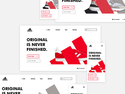 Adidas homepage redesign adidas adidas originals artist clean concept creative design homepage photoshop shapes shoes sport ui ux